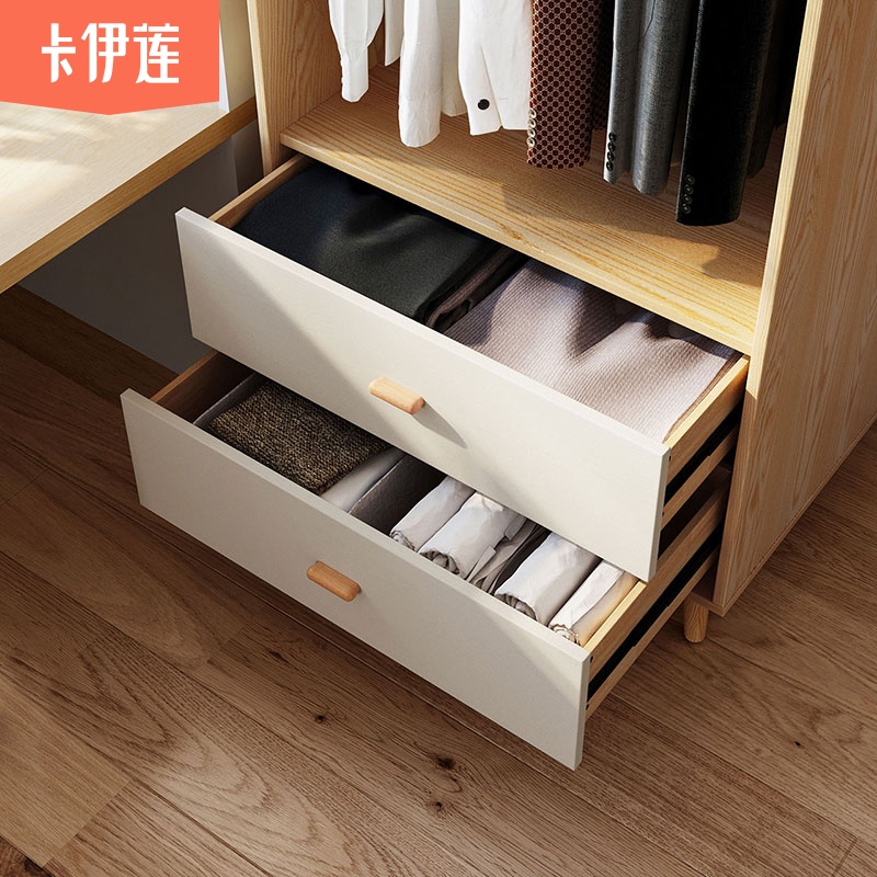 林氏木业简约现代衣柜木质家用卧室小户型三门的衣橱实木脚JC18D